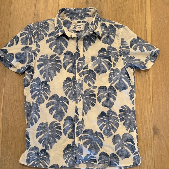 American Eagle Outfitters Blue Leaf Print Casual Shirt - Picture 1 of 3